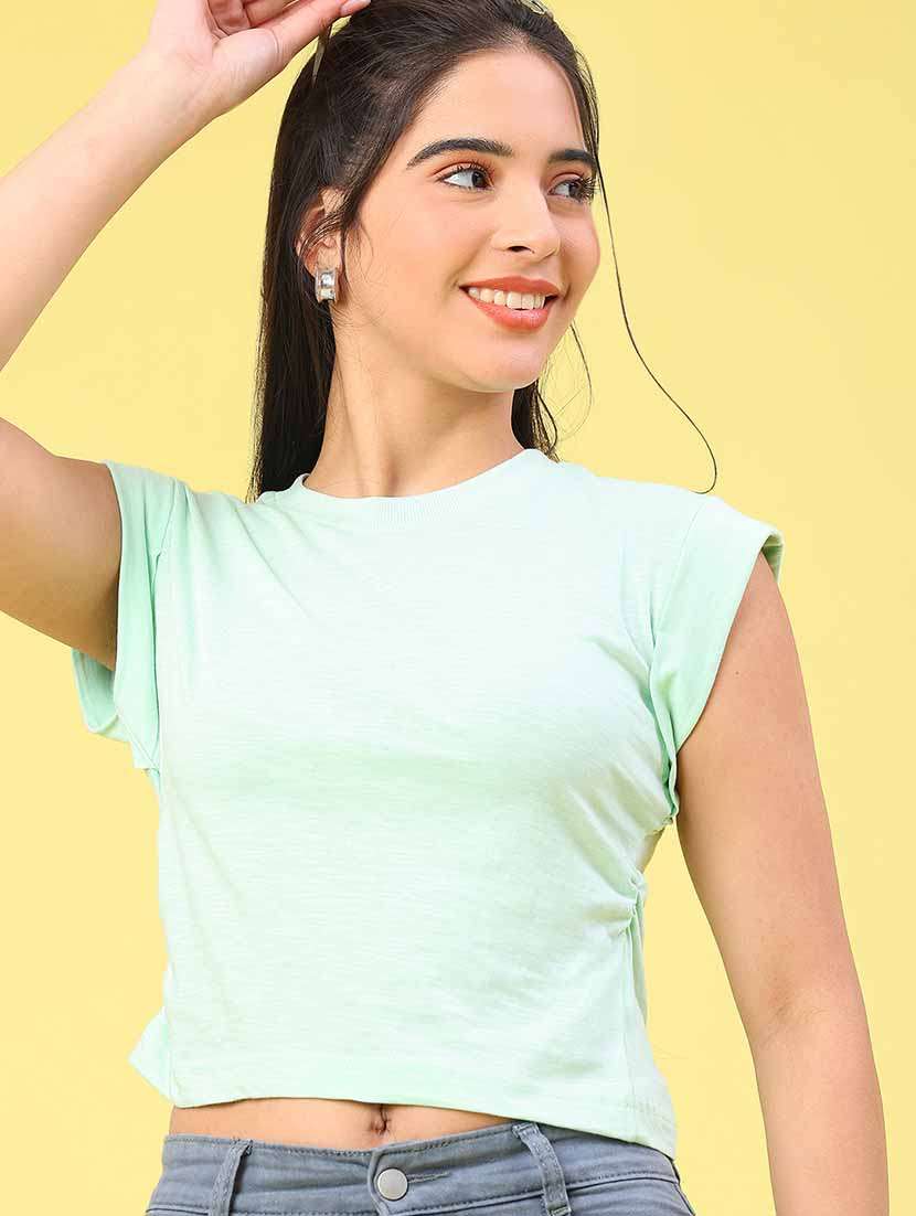 women solid round neck t-shirt