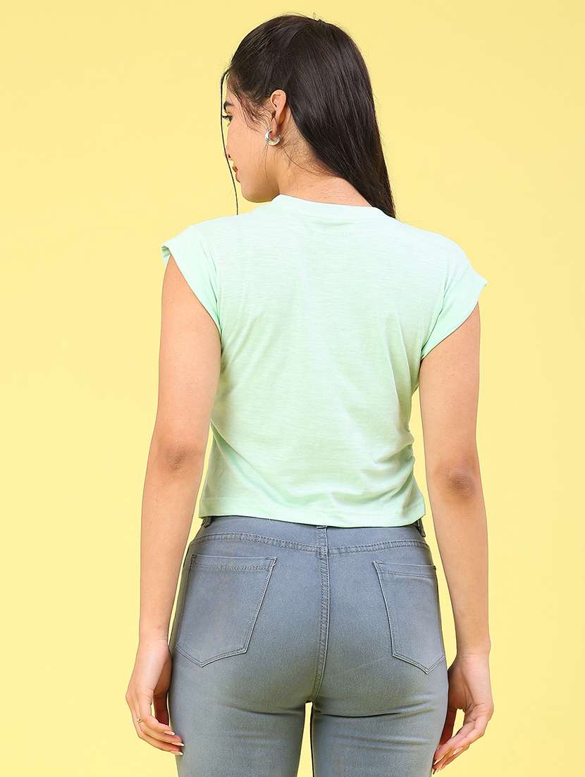 women solid round neck t-shirt - 22029944 -  Standard Image - 4