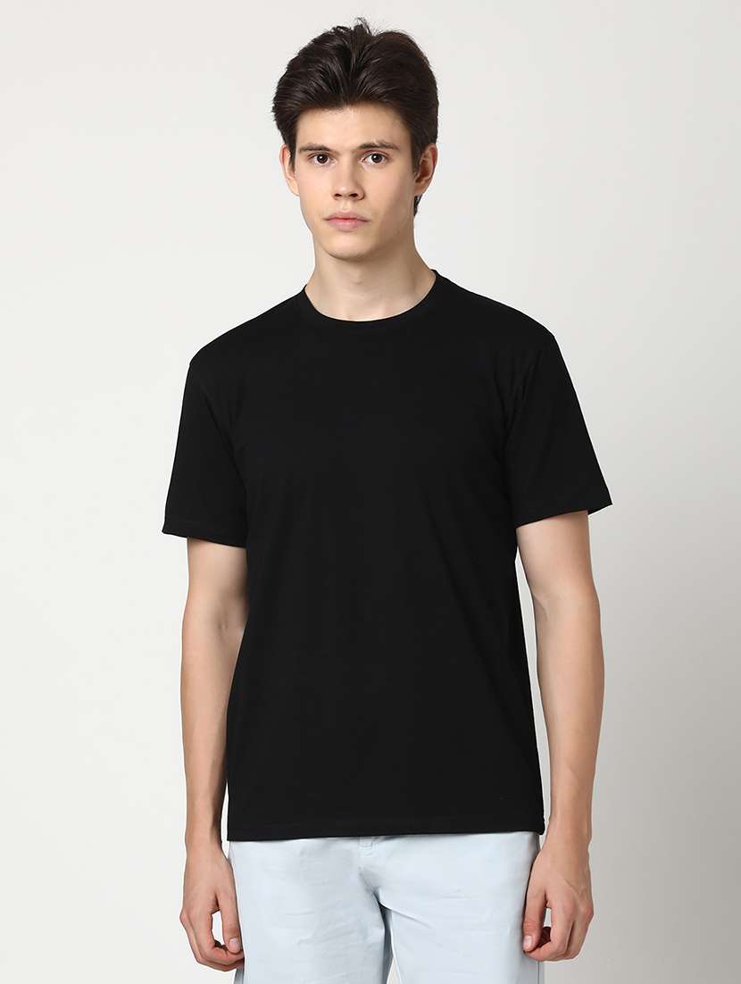 men solid short sleeve regular fit t-shirt