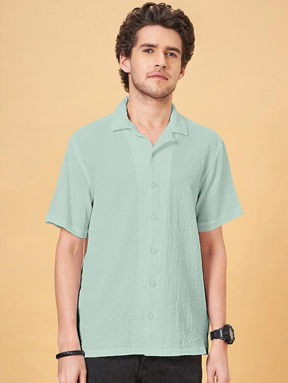 men solid short sleeve regular fit casual shirt - 22029979 - Standard Image - 1
