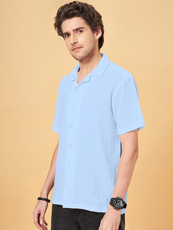 men solid short sleeve regular fit casual shirt - 22029980 - Standard Image - 1