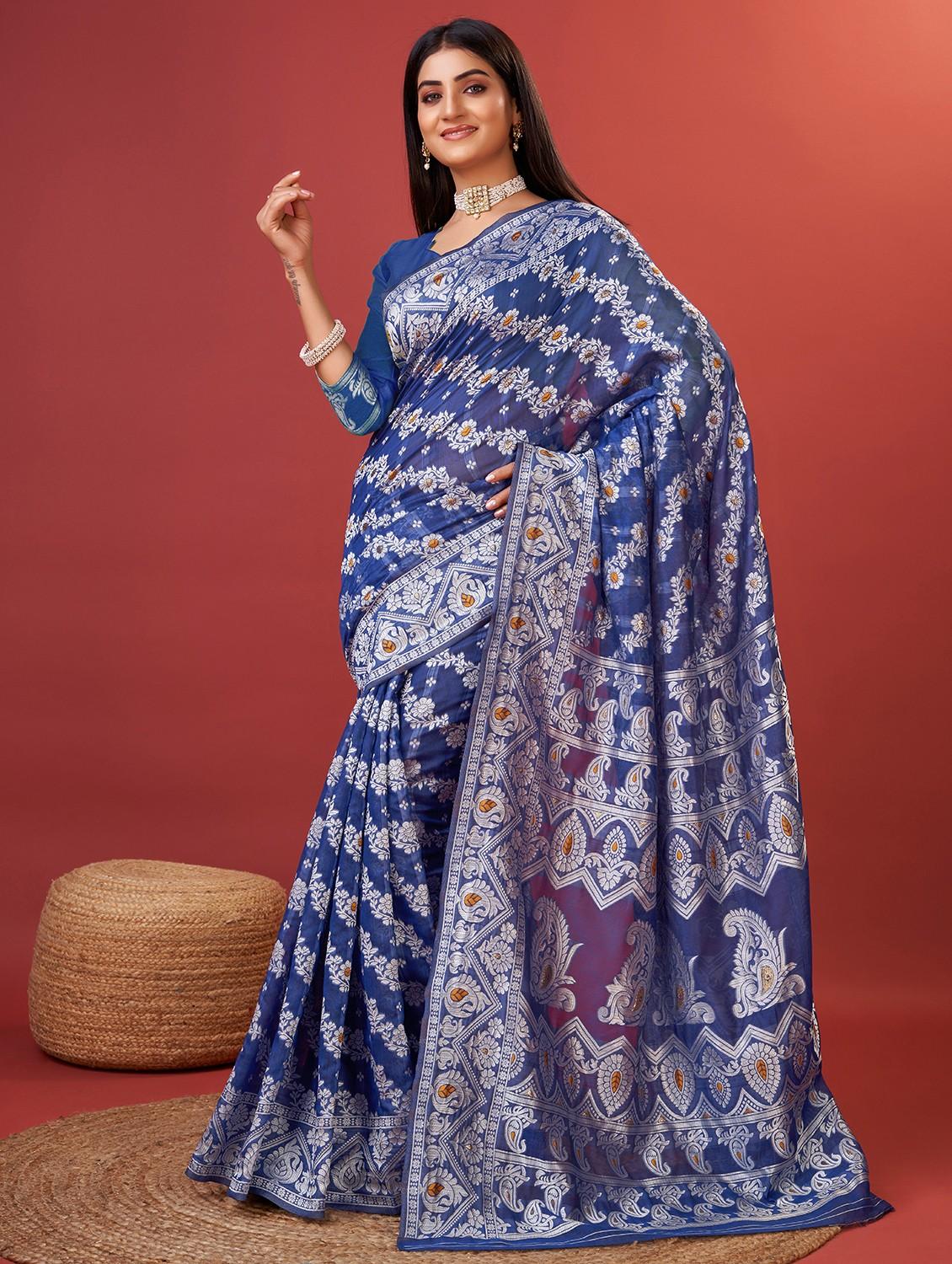 women self design banarasi saree with blouse - 22029983 -  Zoom Image - 0