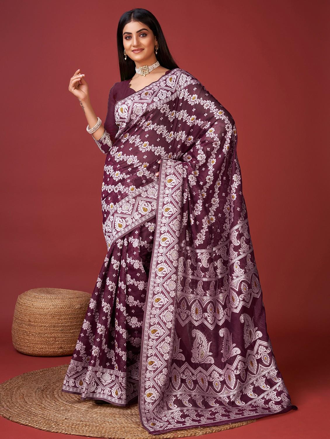 women self design banarasi saree with blouse - 22029988 - Zoom Image - 0