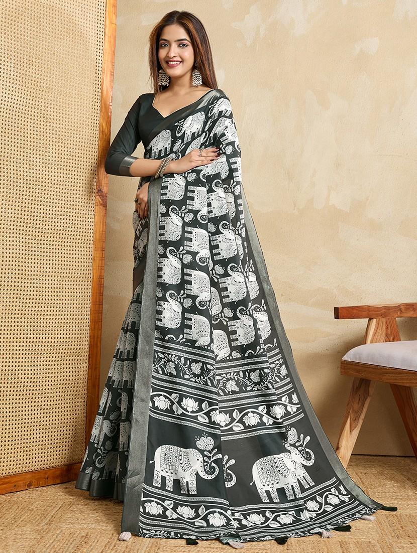 women printed casual wear saree with blouse - 22029999 - Standard Image - 1