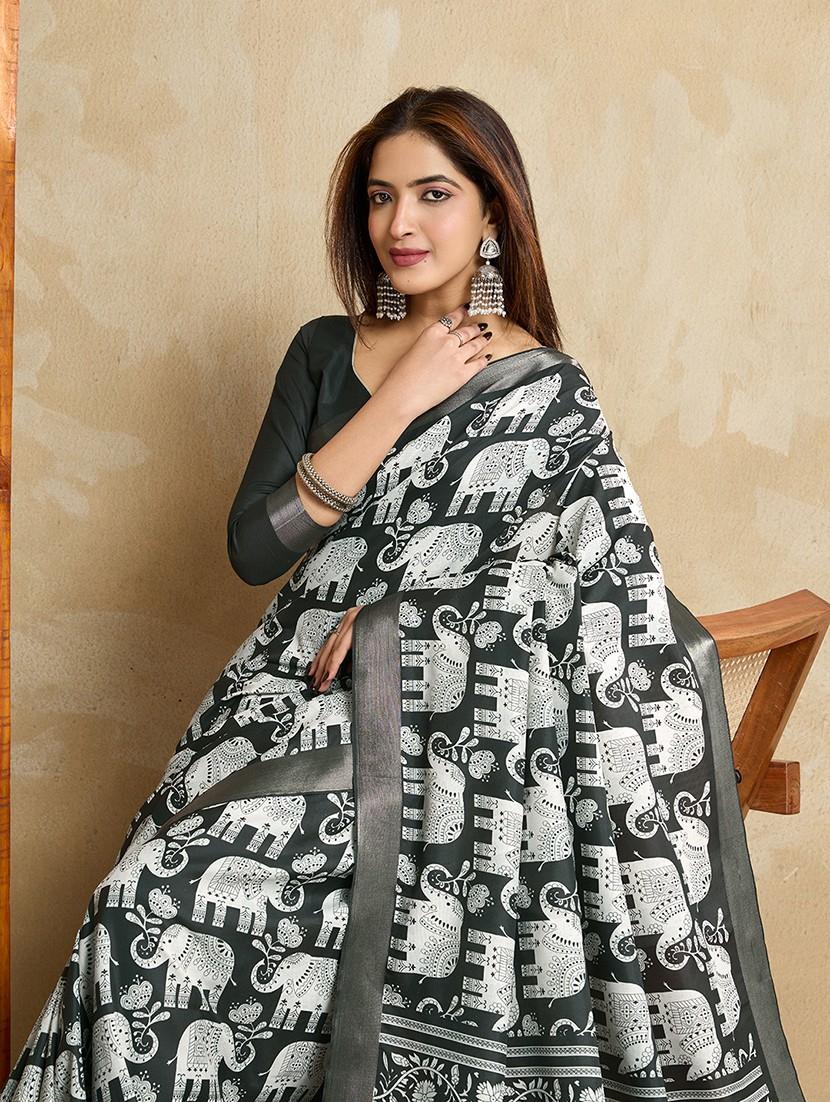 women printed casual wear saree with blouse - 22029999 - Standard Image - 4