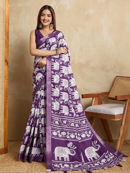women printed casual wear saree with blouse - 22030000 - Standard Image - 0