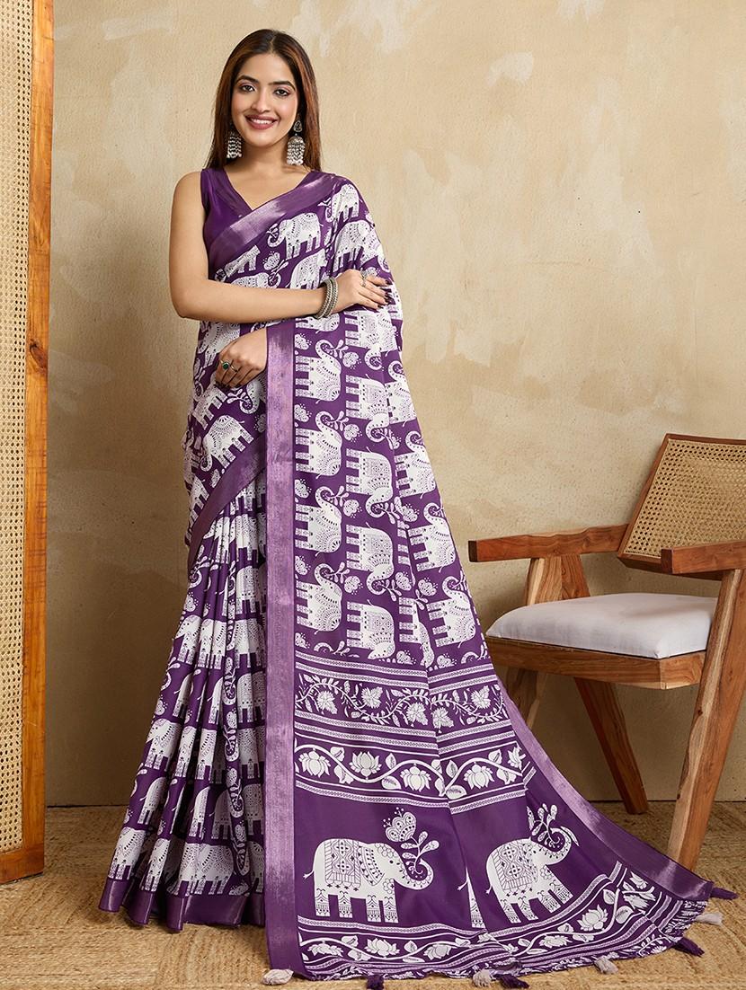 women printed casual wear saree with blouse - 22030000 - Zoom Image - 0