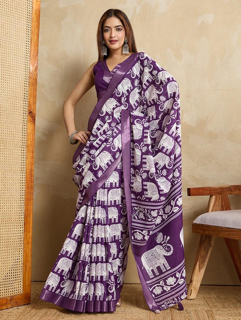women printed casual wear saree with blouse - 22030000 - Standard Image - 1