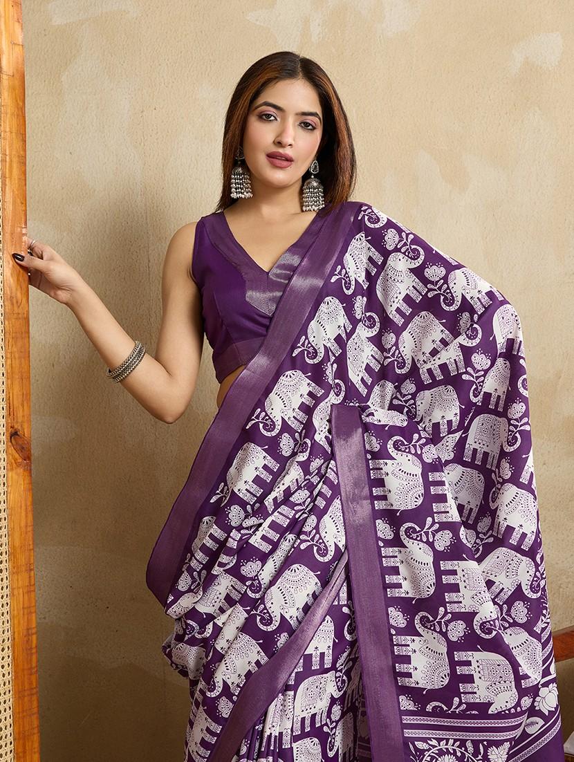 women printed casual wear saree with blouse - 22030000 - Standard Image - 4