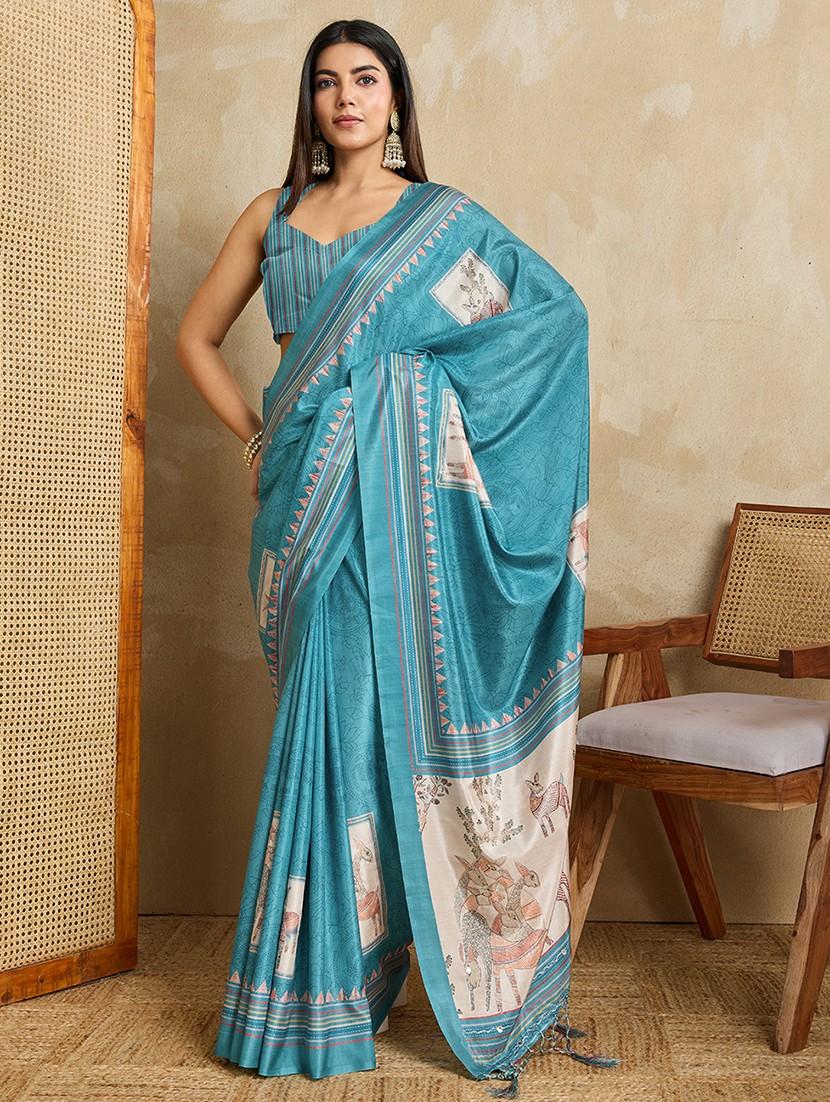 women printed casual wear saree with blouse - 22030005 - Standard Image - 1