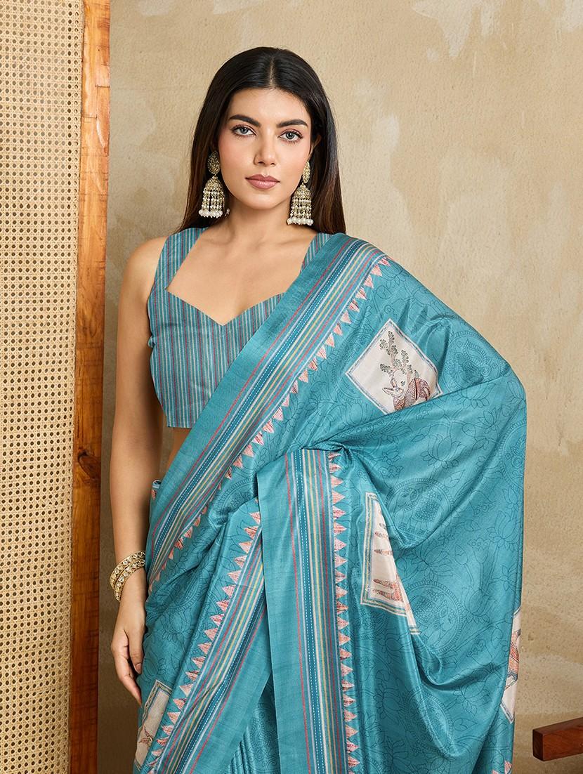 women printed casual wear saree with blouse - 22030005 - Standard Image - 4
