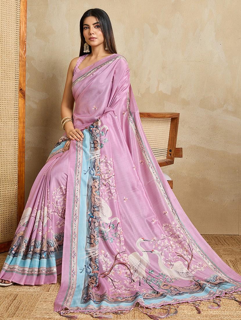 women printed casual wear saree with blouse - 22030008 -  Standard Image - 1