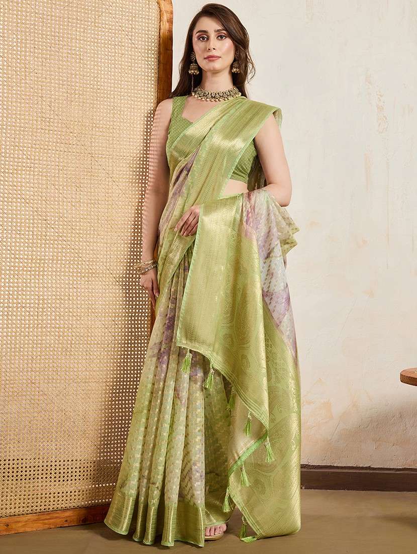 women printed bordered saree with blouse - 22030027 -  Standard Image - 1