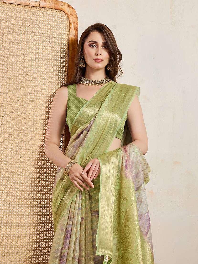 women printed bordered saree with blouse - 22030027 -  Standard Image - 4