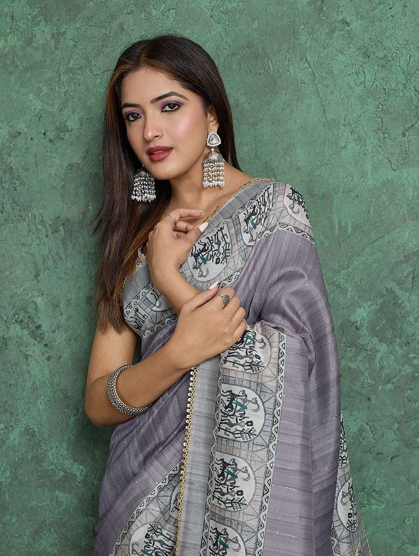 women printed bordered saree with blouse - 22030029 -  Standard Image - 4