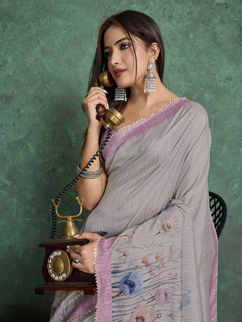 women floral printed saree with blouse - 22030030 -  Standard Image - 4