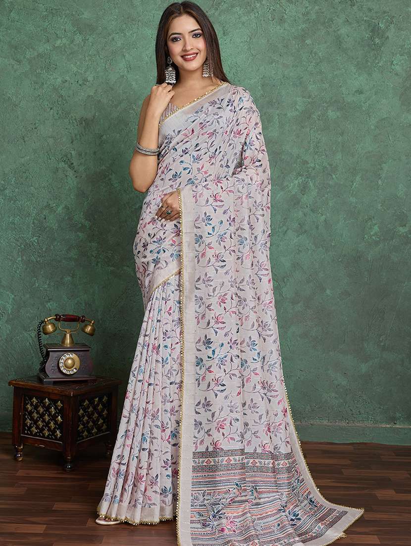 women floral printed saree with blouse