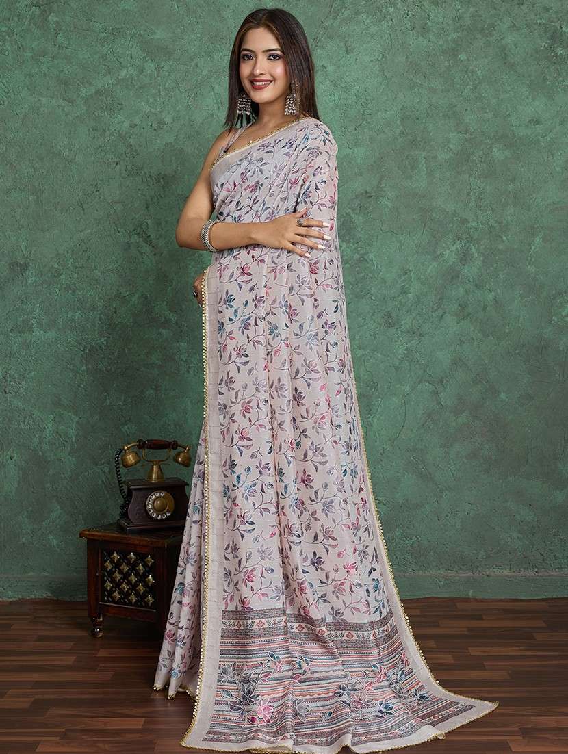 women floral printed saree with blouse - 22030031 -  Standard Image - 1