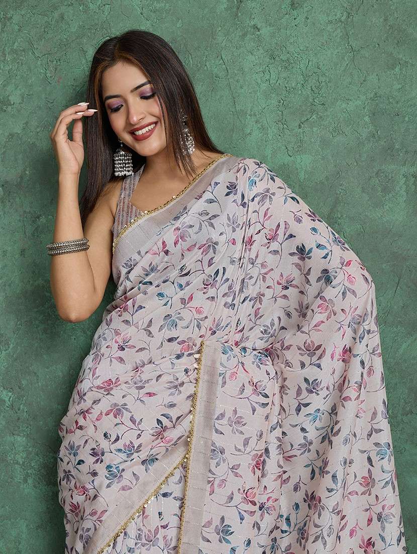 women floral printed saree with blouse - 22030031 -  Standard Image - 4