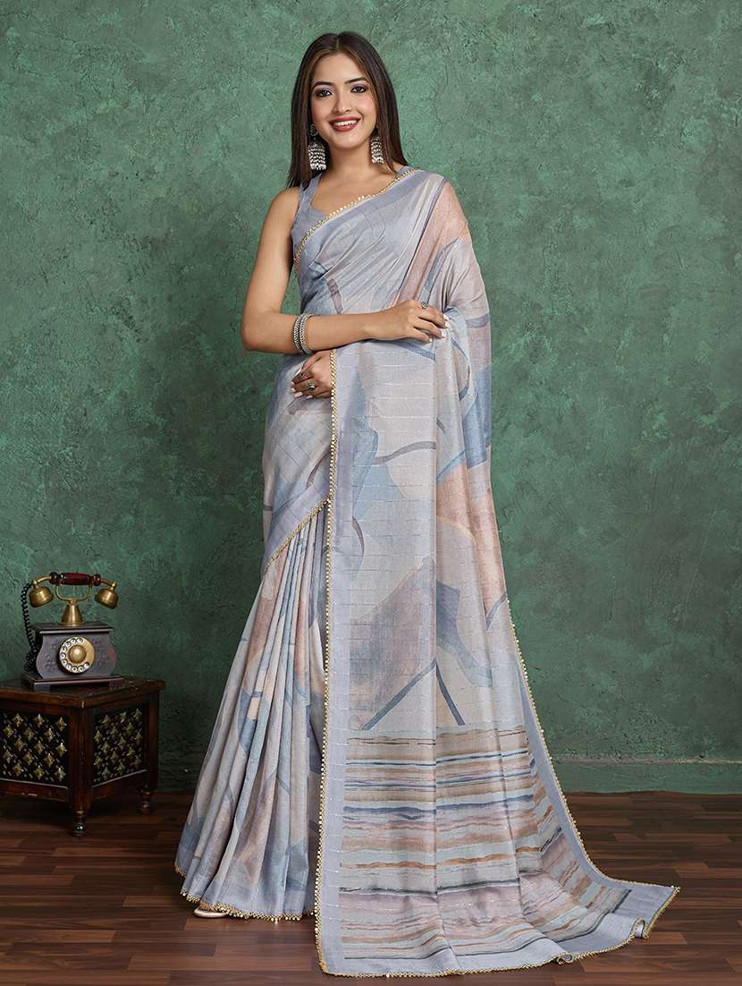 women printed casual wear saree with blouse