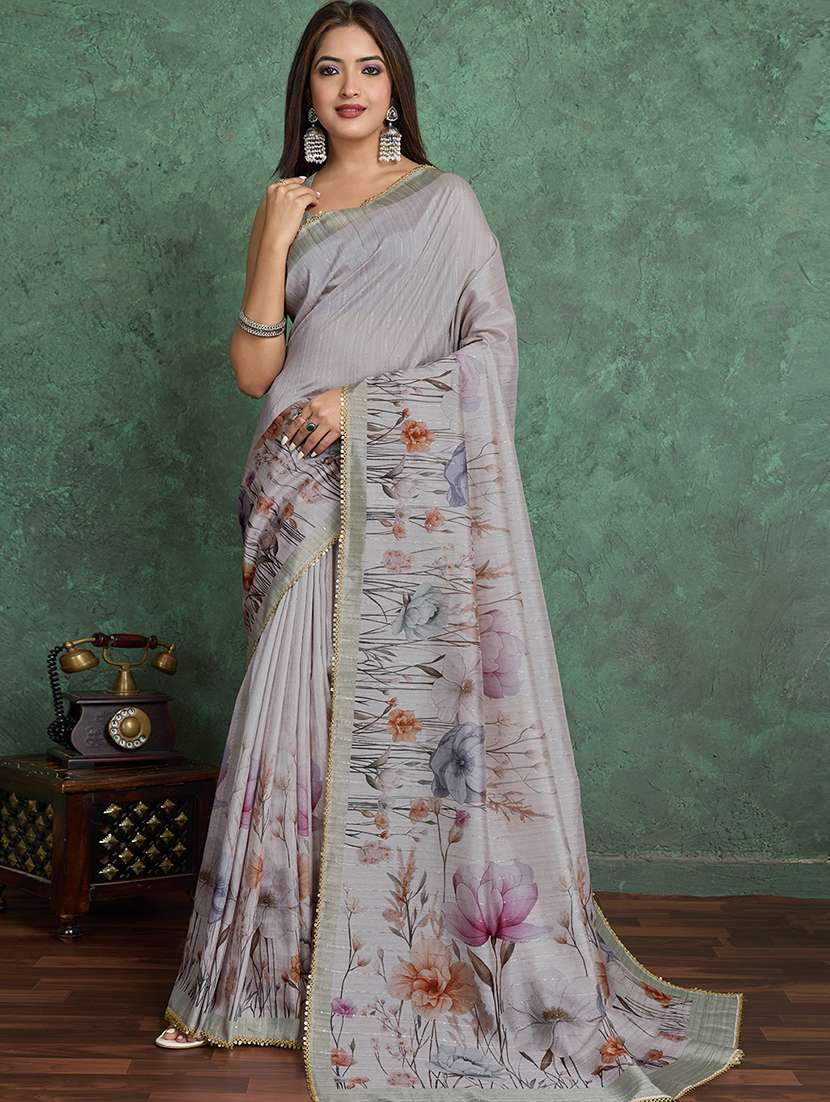 women floral printed saree with blouse - 22030036 -  Standard Image - 1