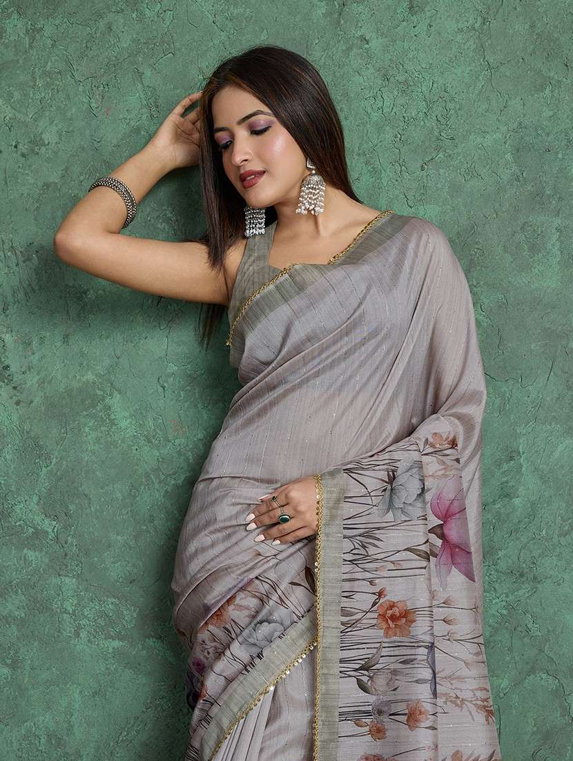 women floral printed saree with blouse - 22030036 -  Standard Image - 4