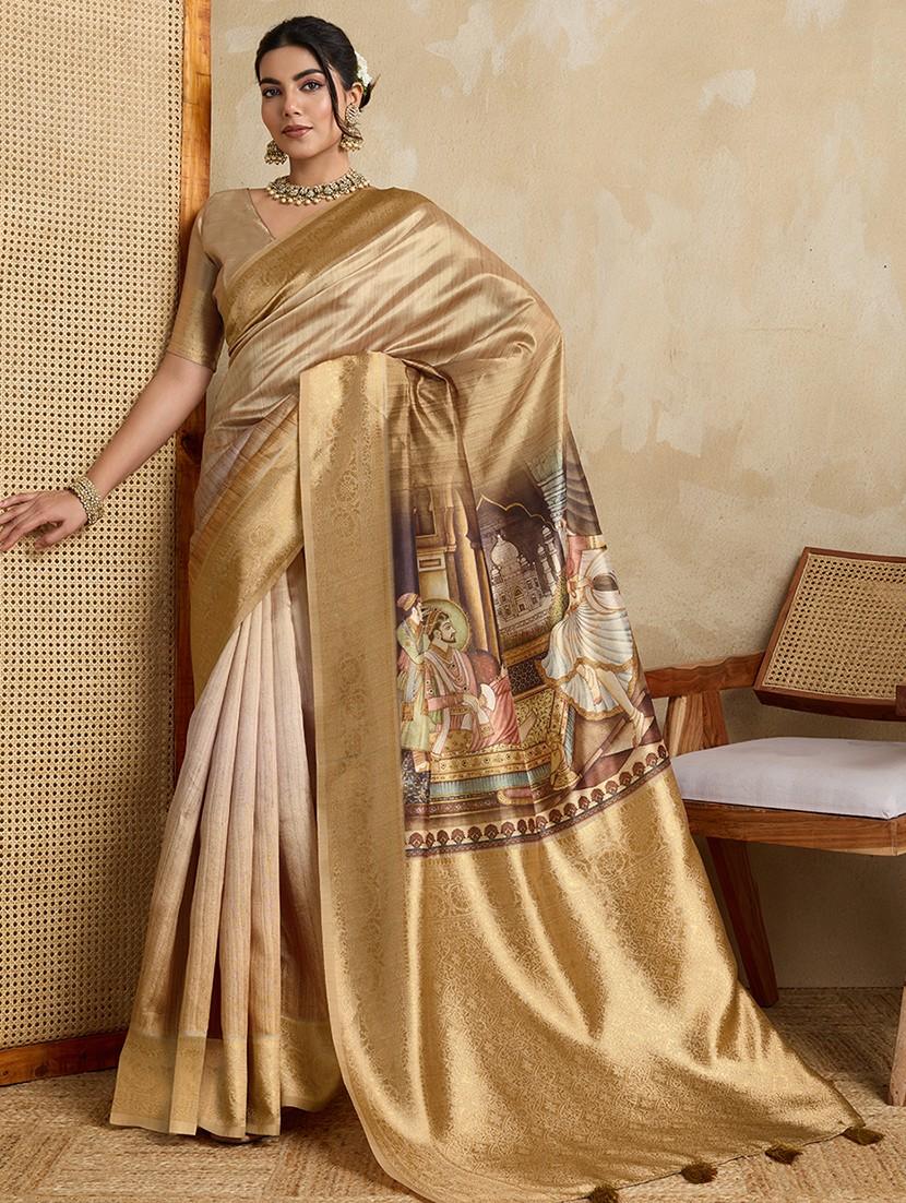 women printed bordered saree with blouse - 22030037 -  Standard Image - 1