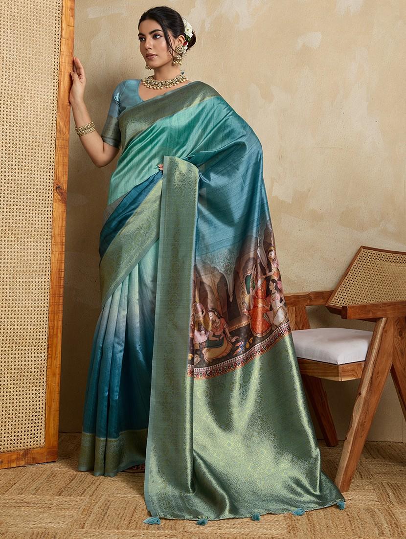 women printed bordered saree with blouse - 22030038 - Standard Image - 1