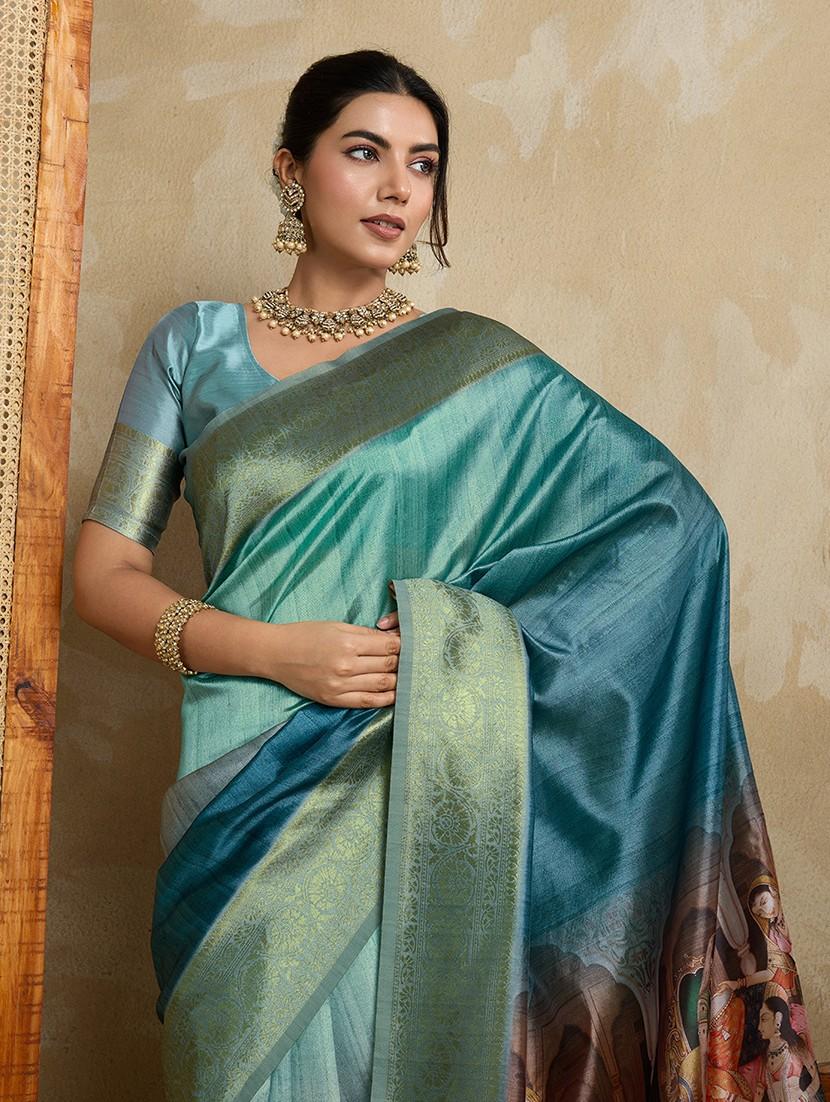 women printed bordered saree with blouse - 22030038 - Standard Image - 4