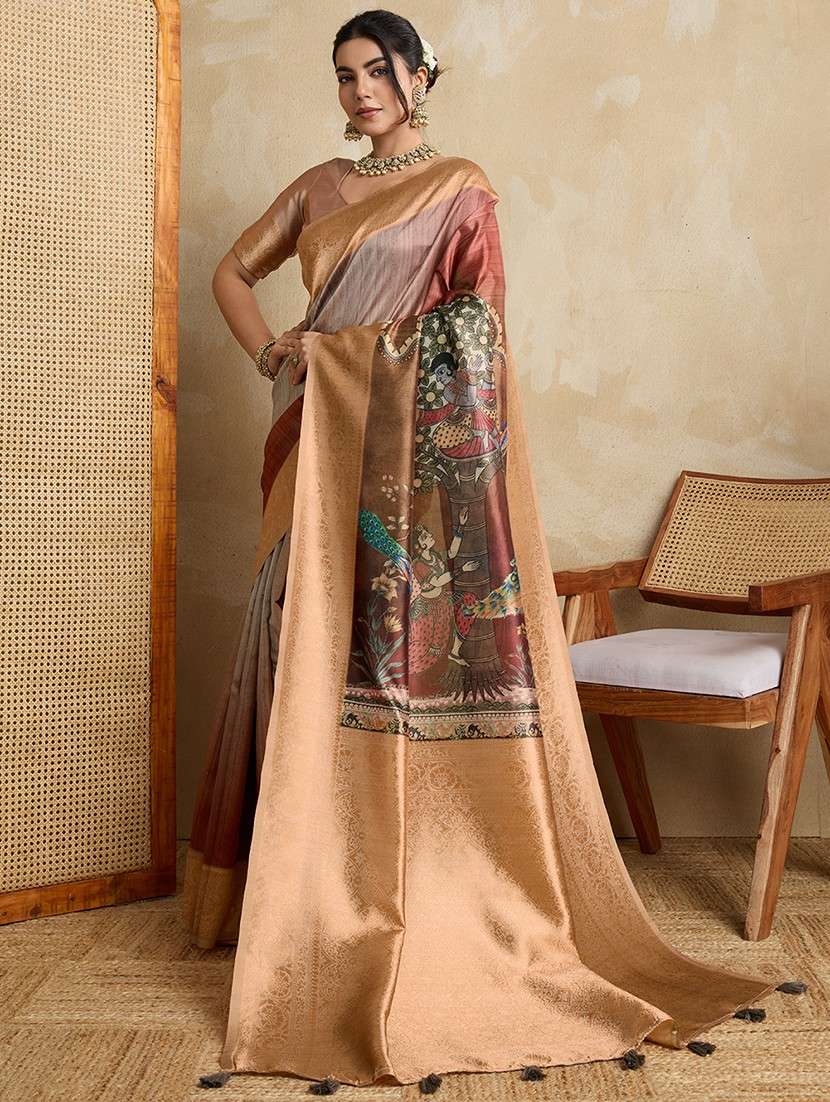 women printed bordered saree with blouse - 22030039 -  Standard Image - 1