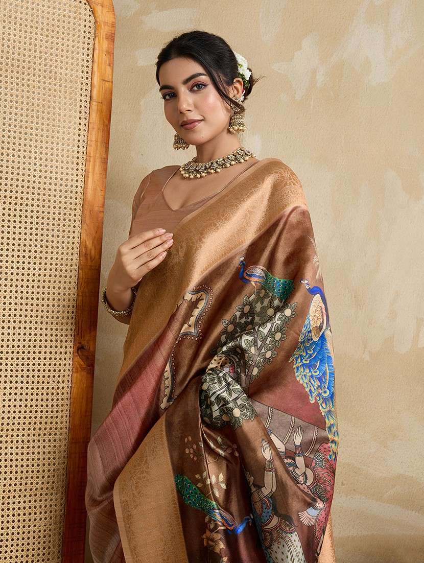 women printed bordered saree with blouse - 22030039 - Standard Image - 4