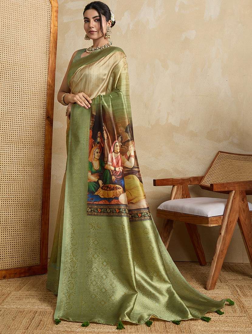 women printed bordered saree with blouse - 22030040 -  Standard Image - 1