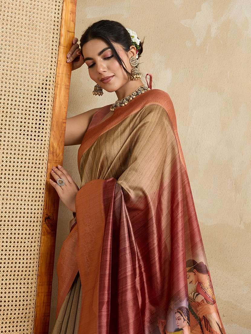 women printed bordered saree with blouse - 22030041 - Standard Image - 4