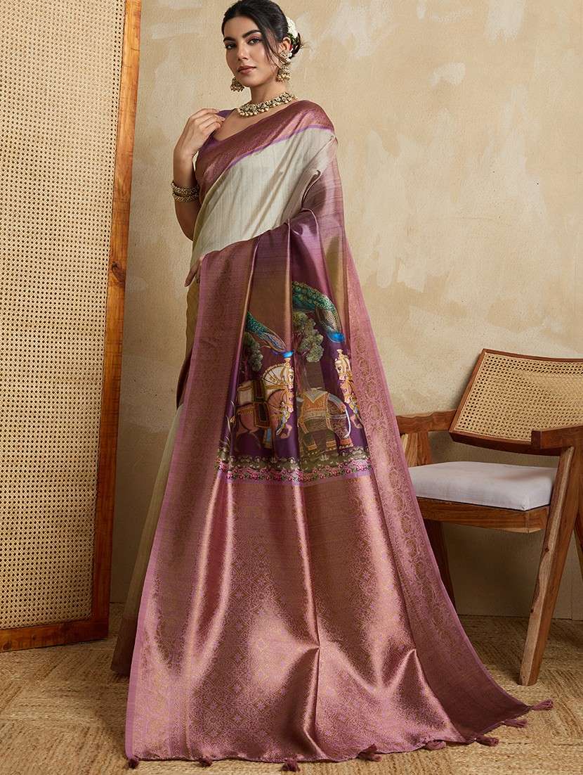 women printed bordered saree with blouse - 22030042 - Standard Image - 1