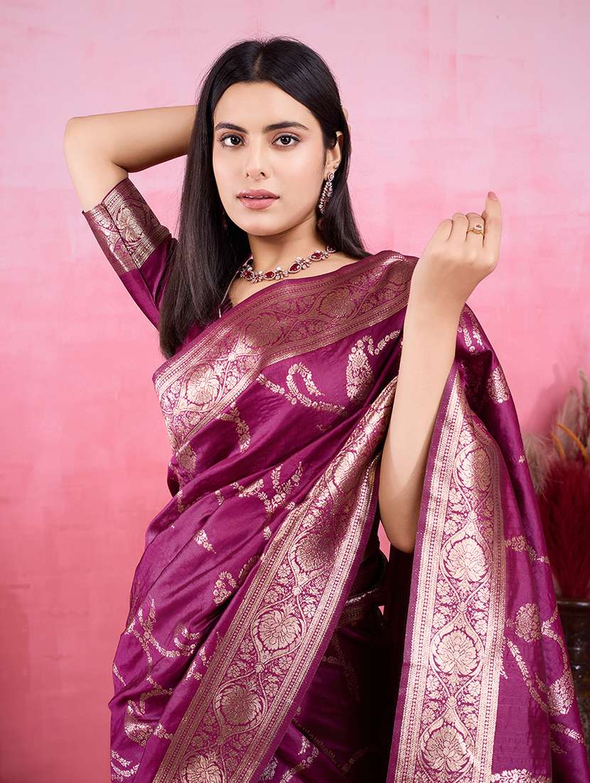 women self design banarasi saree with blouse - 22030047 -  Standard Image - 4