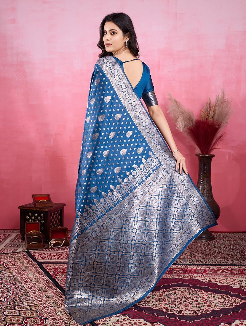women self design banarasi saree with blouse - 22030058 - Standard Image - 4