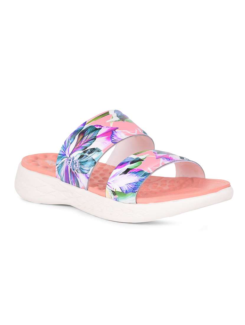 women peach slip onslides