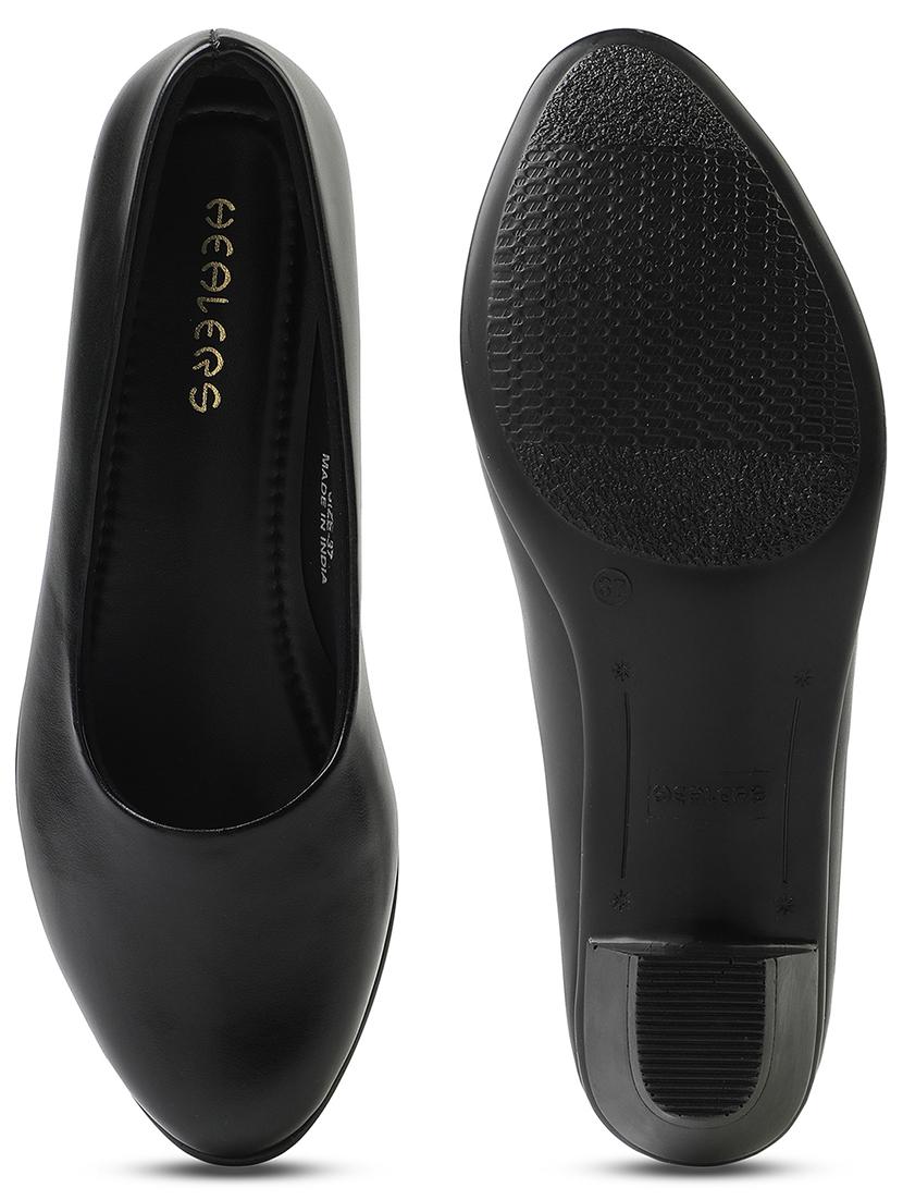 women black solid block heel pump - 22030131 - Standard Image - 4