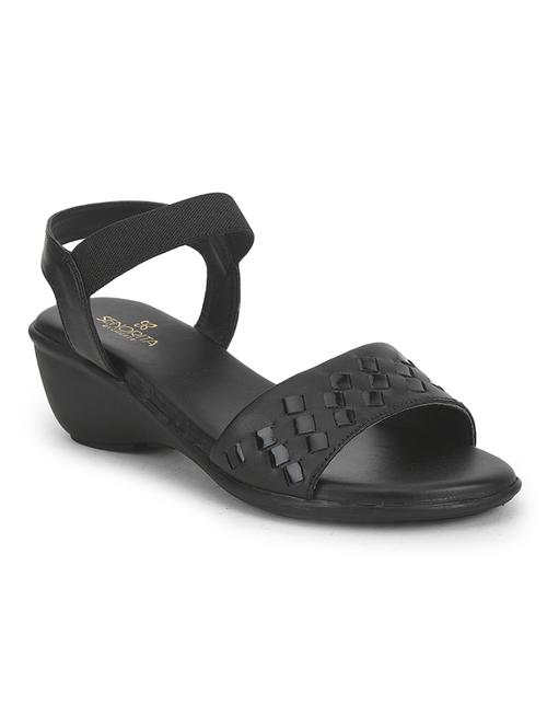 women black solid back strap sandals - 22030159 -  Standard Image - 0