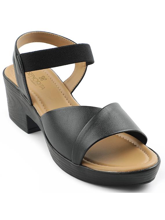 women black solid back strap sandal - 22030175 -  Zoom Image - 0