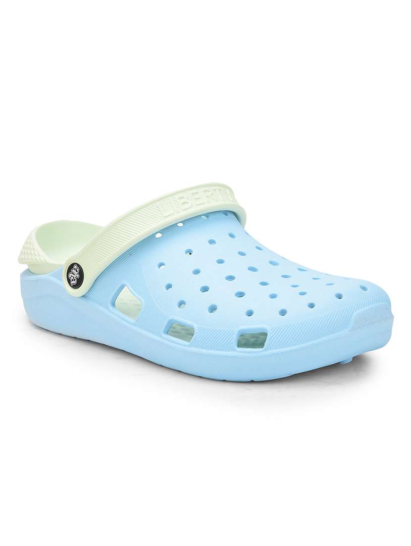women light blue solid slip on clogs - 22030182 -  Standard Image - 1