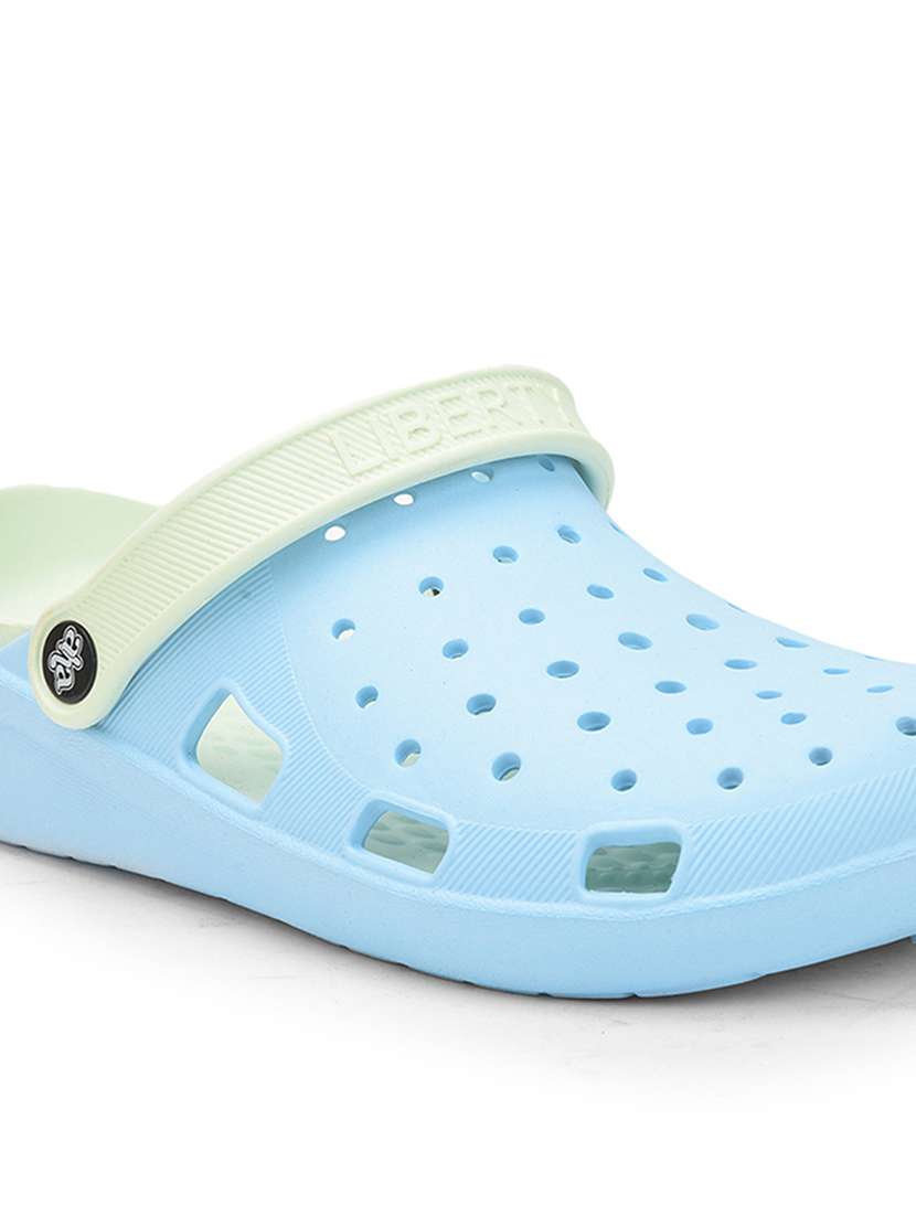 women light blue solid slip on clogs - 22030182 -  Standard Image - 4
