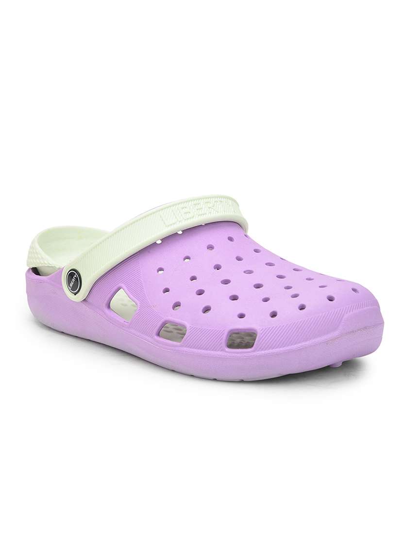 women solid purple slip on clogs - 22030183 -  Standard Image - 1