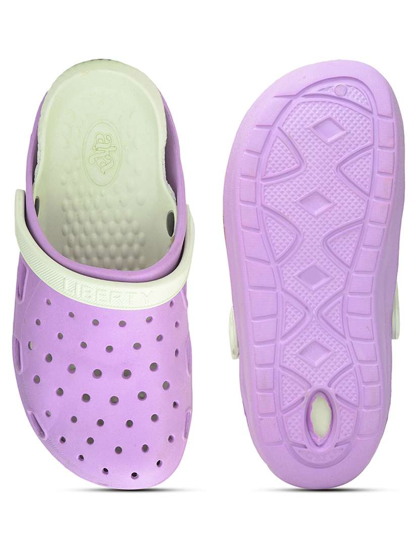 women solid purple slip on clogs - 22030183 -  Standard Image - 4