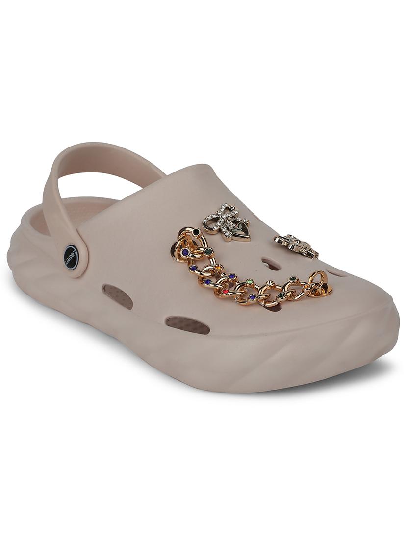 beige embellished slip-on clogs - 22030186 -  Standard Image - 1