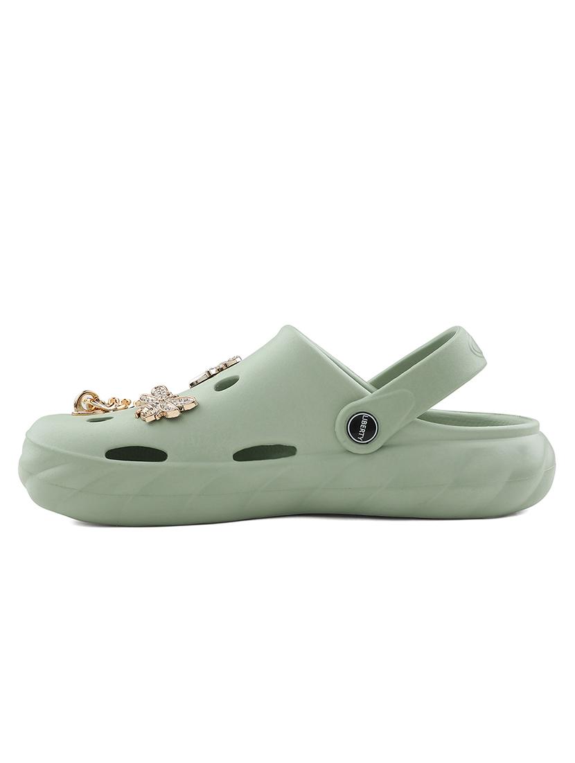 green embellished casual clogs - 22030187 -  Standard Image - 1