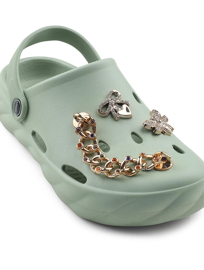 green embellished casual clogs - 22030187 - Standard Image - 4