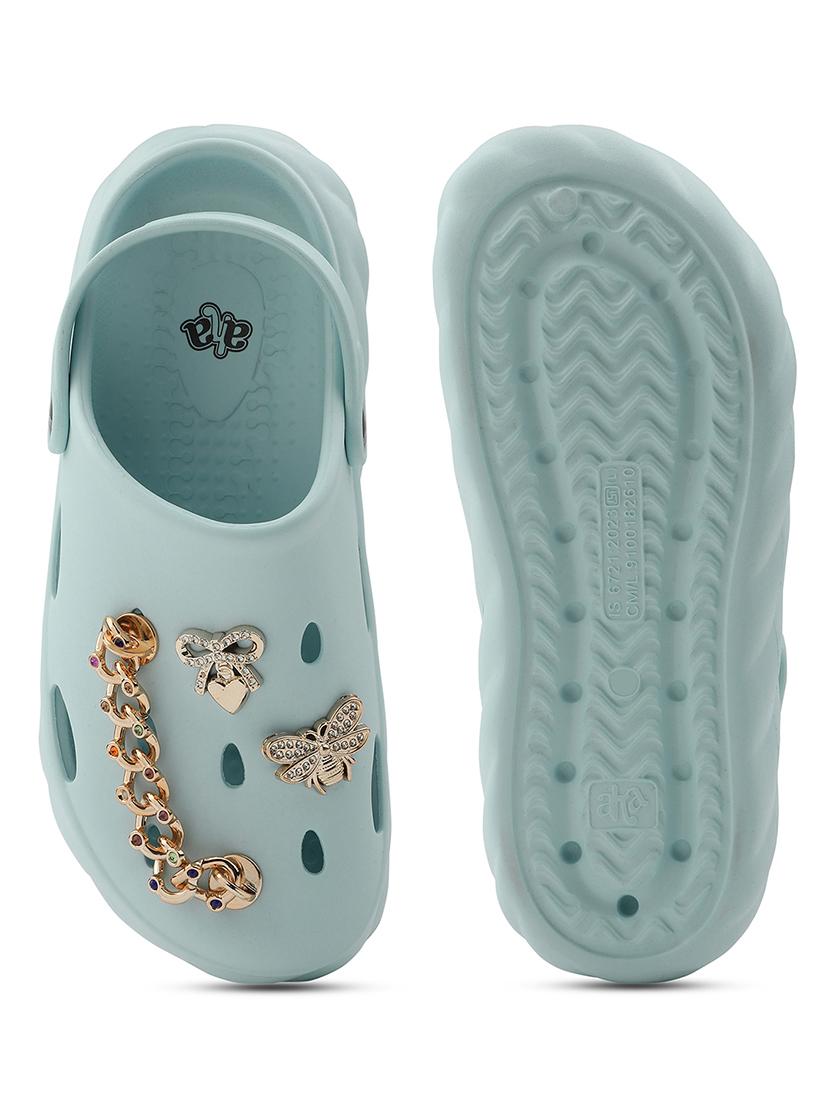 women casual light blue embellished clogs - 22030188 - Standard Image - 4