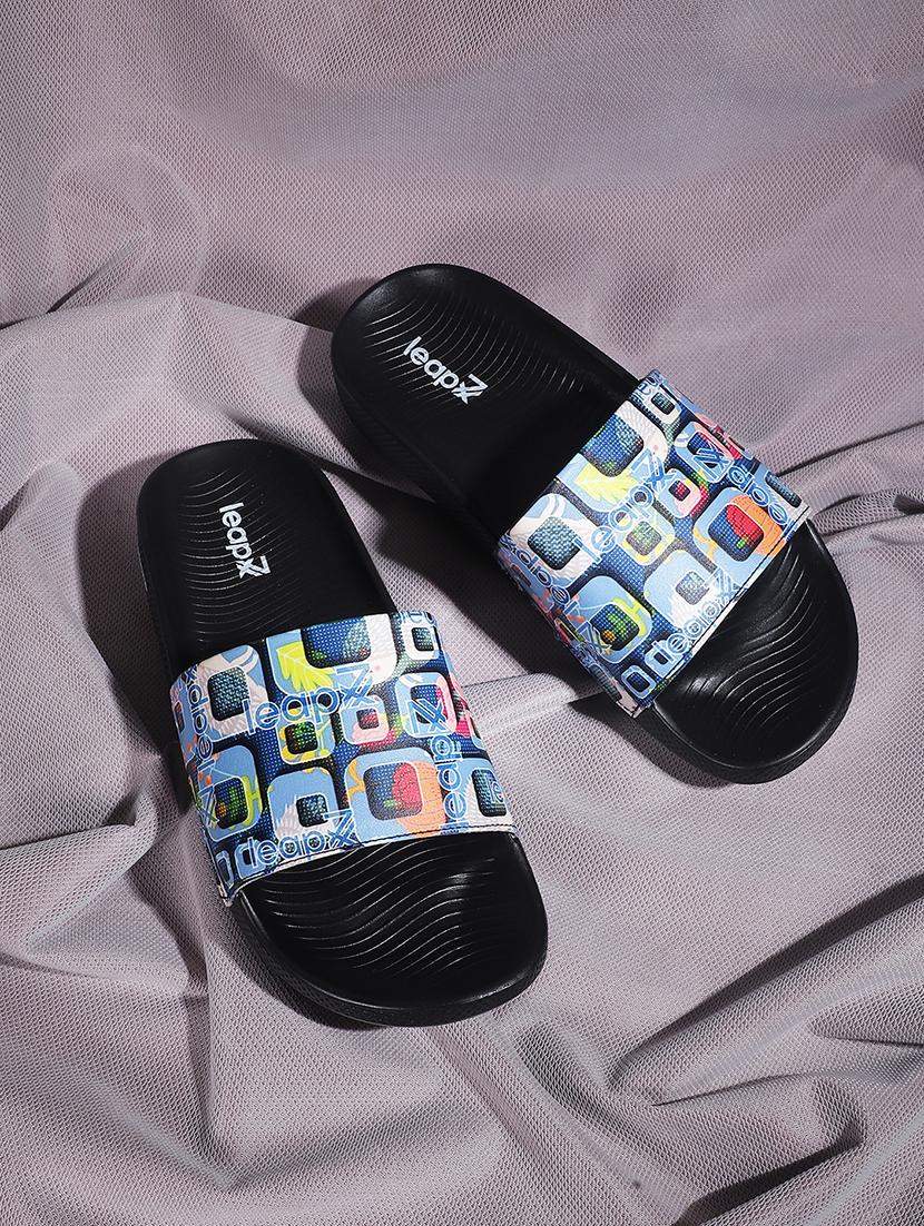 women blue printed slip on slides - 22030190 - Zoom Image - 0