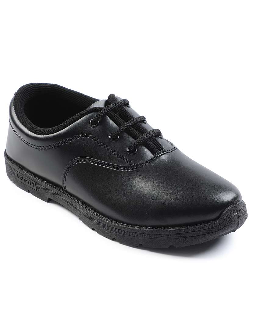 boys solid lace up uniform shoes - 22030401 -  Standard Image - 1